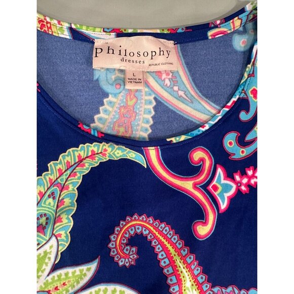 Philosophy Republic Sleeveless Paisley Maxi Stretch Dress Long Boho Slit Button - Picture 4 of 16